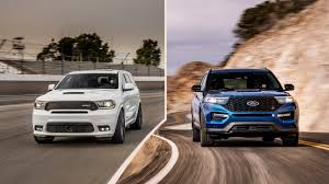 The athletic design of the 2021 ford® explorer combines sporty and stylish. 2020 Ford Explorer St Vs 2019 Dodge Durango Srt Specs Compared Autoblog