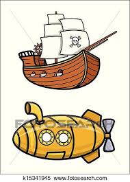 All the clipart images are copyrighted to the respective creators, designers and authors. Old Pirate Ship And Submarine Clipart K15341945 Fotosearch