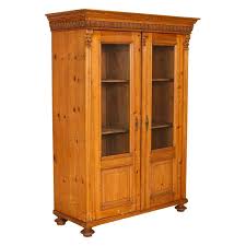 antique pine bookcase cabinet with