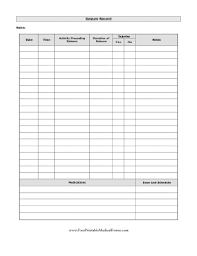 Seizure Record Printable Medical Form Free To Download And