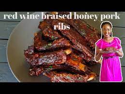 red wine braised honey pork ribs