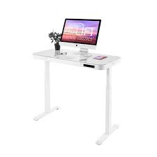 No damage from spills, water rings, scratches. Seville Classics Electric Height Adjustable Desk With Glass Top White Lowe S Canada