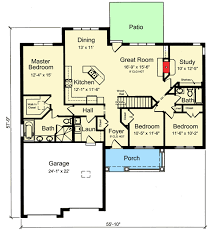 One Story Split Bedroom House Plan