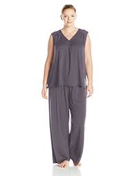 Midnight By Carole Hochman Women S Plus Size Washed Satin Pajama