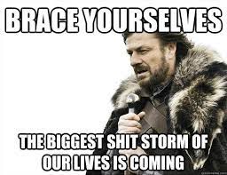 Brace yourselves The biggest shit storm of our lives is coming - Brace  Yourselves - Borimir - quickmeme