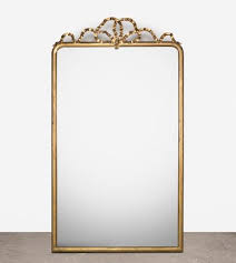 Large Antique Mirror With Bow Crest For