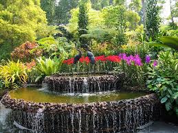 Man Made Fountain Flower Garden