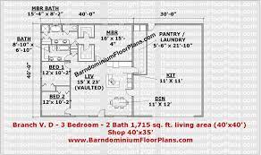 Branch 40 Wide 3 Bedroom Barndominium