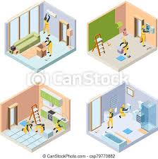 Check out amazing clipstudiopaint artwork on deviantart. Repair Isometric Renovate Floor Painting Walls Repair Bathroom House Rooms Vector Illustrations People Isometric Remodeling Canstock