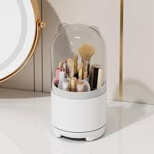 plastic makeup brush holder with lid