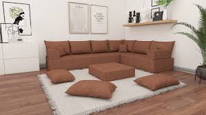 L Shaped Sofa Linen Floor Sofas