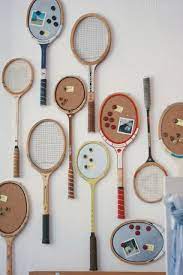 decorating with vintage tennis rackets