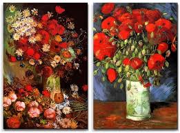 Butterflies and other insects fly or crawl amongst the arrangement, and drops of water are visible on. Amazon Com Famous Oil Painting Reproduction Replica Set Of 2 Vase With Poppies Cornflowers Peonies And Chrysanthemums Red Poppies By Van Gogh Ped Canvas Art Wall Art 16 X 24 X