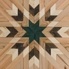 Reclaimed Wood Wall Art Green Star In