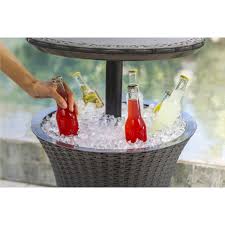 Resin Rattan Drink Cooler Patio Table