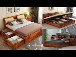 wooden bed design storage bed with