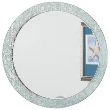 It will add a unique texture to your bathroom vanity. Decor Wonderland 28 In W X 28 In H Frameless Round Beveled Edge Bathroom Vanity Mirror In Silver Dwsm5005 3 The Home Depot