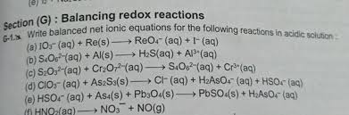 Section G Balancing Redox Reactions