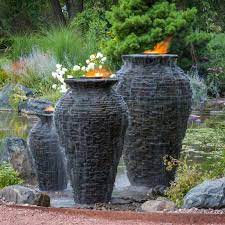 Stacked Slate Urn Fountain Feature