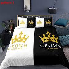King Duvet Cover Set Royalty Crowns