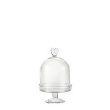 mini glass cake stand with foot and