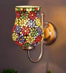 Wall Sconces Mosaic Multicolored Glass Wall Mounted Lamp With Steel Base Pepperfry