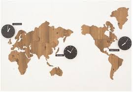 Large World Map Wall Clock Wooden Diy