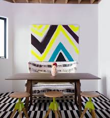 black and white striped rug