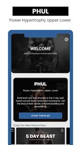 phul split workout routine by app
