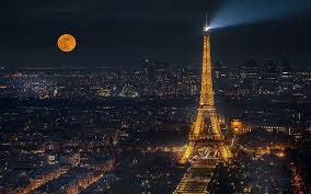 Moon France Paris Panorama Night