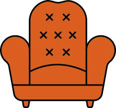 Orange Sofa Chair Icon In Flat Style