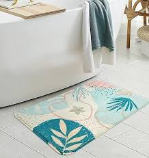 uphome boho abstract bathroom rugs blue
