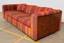 Vintage Mcm Tuxedo Sofa With Wooden