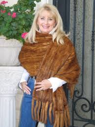 Whiskey Knitted Mink Shawl Fur Coat