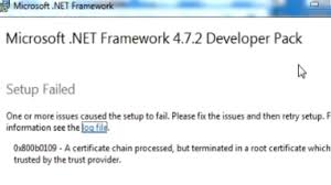 net framework 4 7 2 setup failed how to