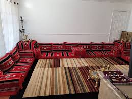 Big U Shape Black Red Arabic Floor Sofa