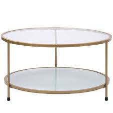 Gold Round Glass Coffee Table