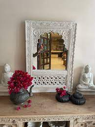 Indian Handcarved Wooden Wall Mirror