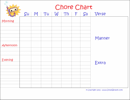 Free Customizable Chore Chart Template Template 2 Resume