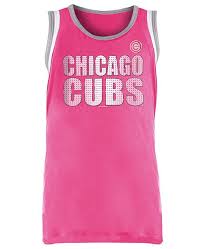 Big Girls Chicago Cubs Pink Foil Tank