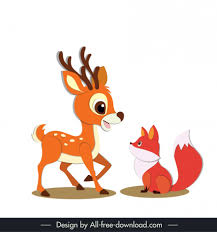 cute deer fox cartoon vectors