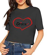 Amazon Com Womens Heart Grace Short Sleeves Lumbar Tshirts