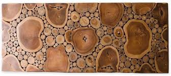 Sliced Teak Wood Panel Wall Art
