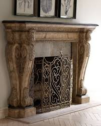 Large Stone Mantel Art Deco Fireplace