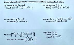 Form Equation Of Each Ellipse