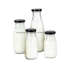 Metal Lids Glass Milk Packaging Bottle