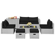 Patio Rattan Furniture Set With Storage