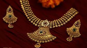 semi gorgeous gold necklace set designs