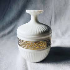 Vintage Milk Glass Covered Jar With