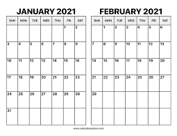 This blank february calendar printable is available in excel, word or pdf format. January And February 2021 Calendar Calendar Options